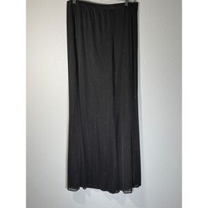 S. Levine Womens Black Sparkle Overlay Maxi Romper Extra Large XL